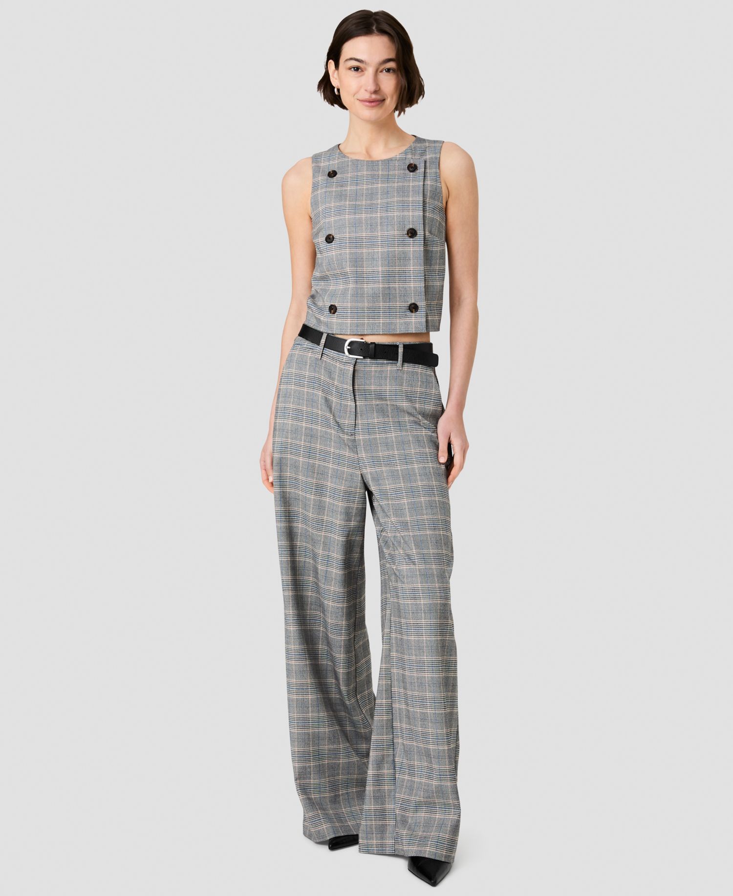 Women's Matteo Wide-Leg Plaid Trousers