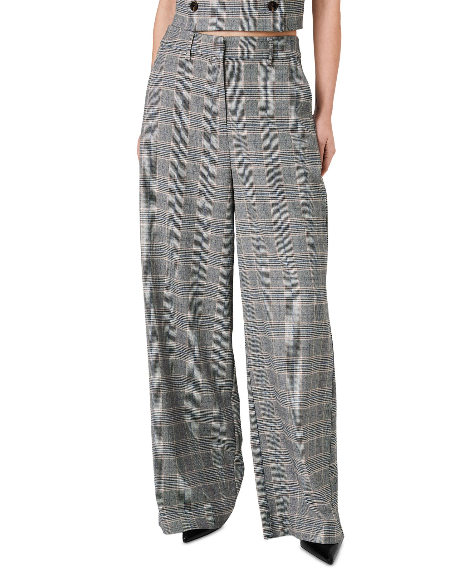 Women's Matteo Wide-Leg Plaid Trousers