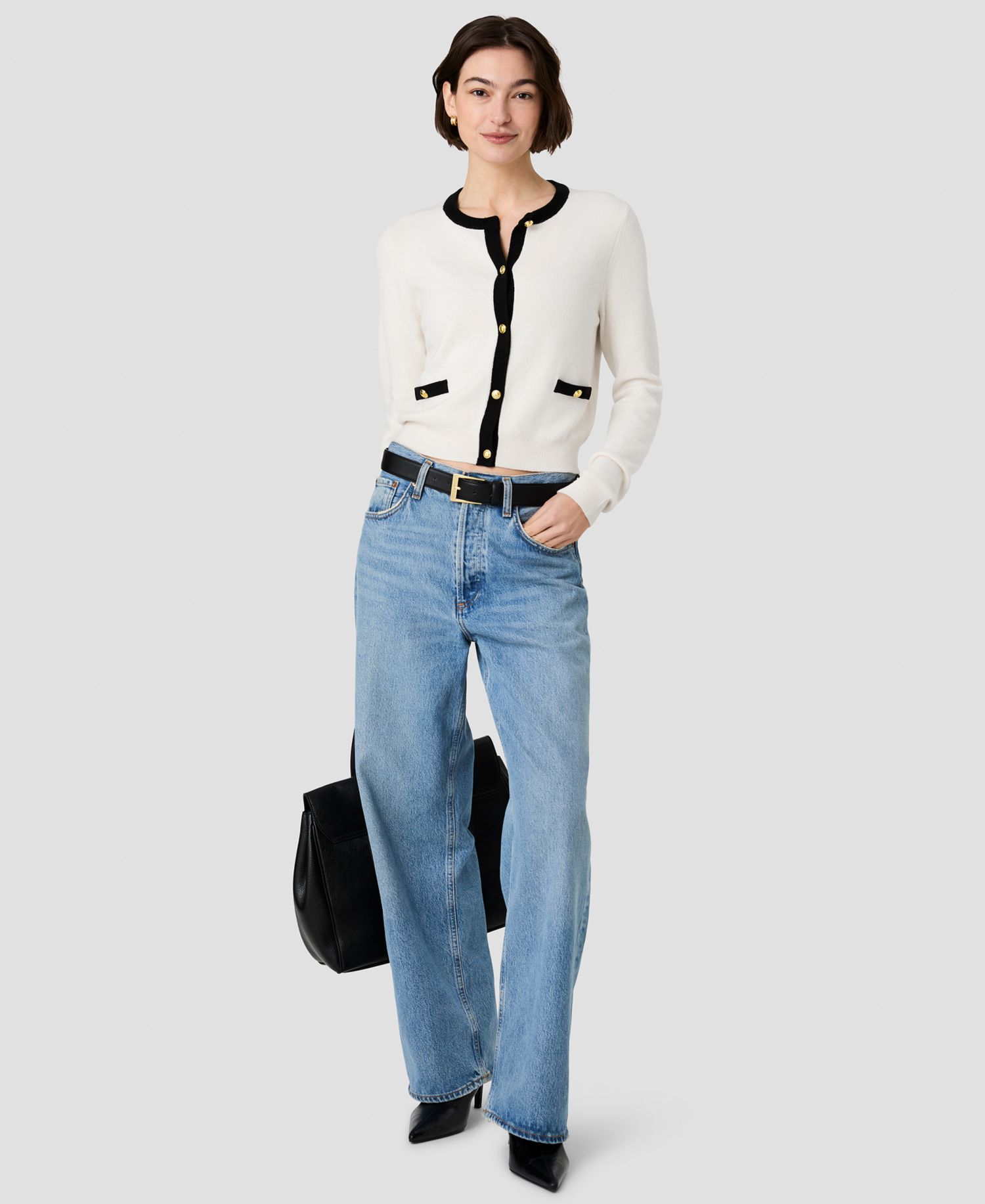 Women's Button-Front Fitted Cardigan