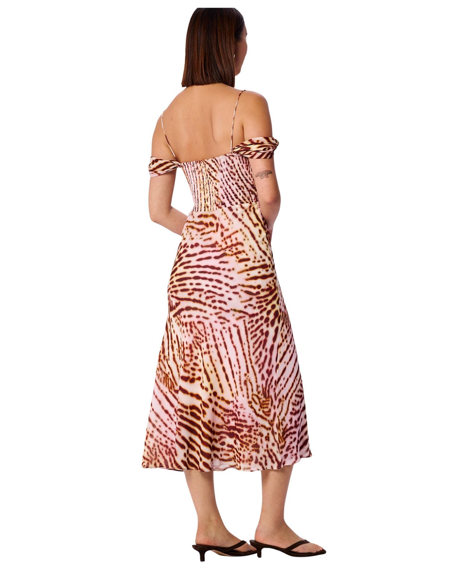 Women's Orchid Print Scarf Midi Dress