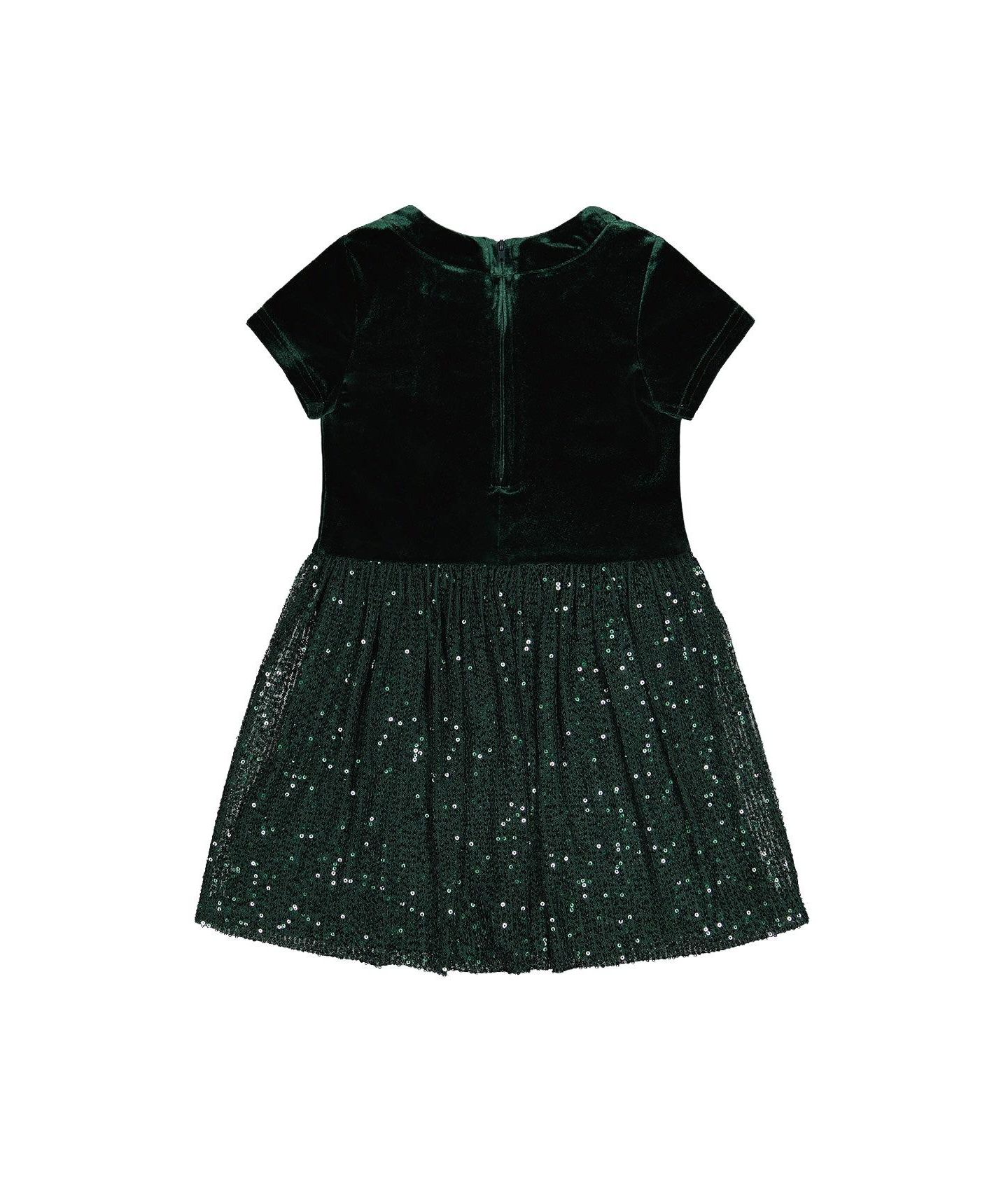 Платья Deux par Deux Bi-Material Short Sleeve Dress with Glittering Skirt для девочек, цвет: Зелёный тёмно-зелёный — фото 7