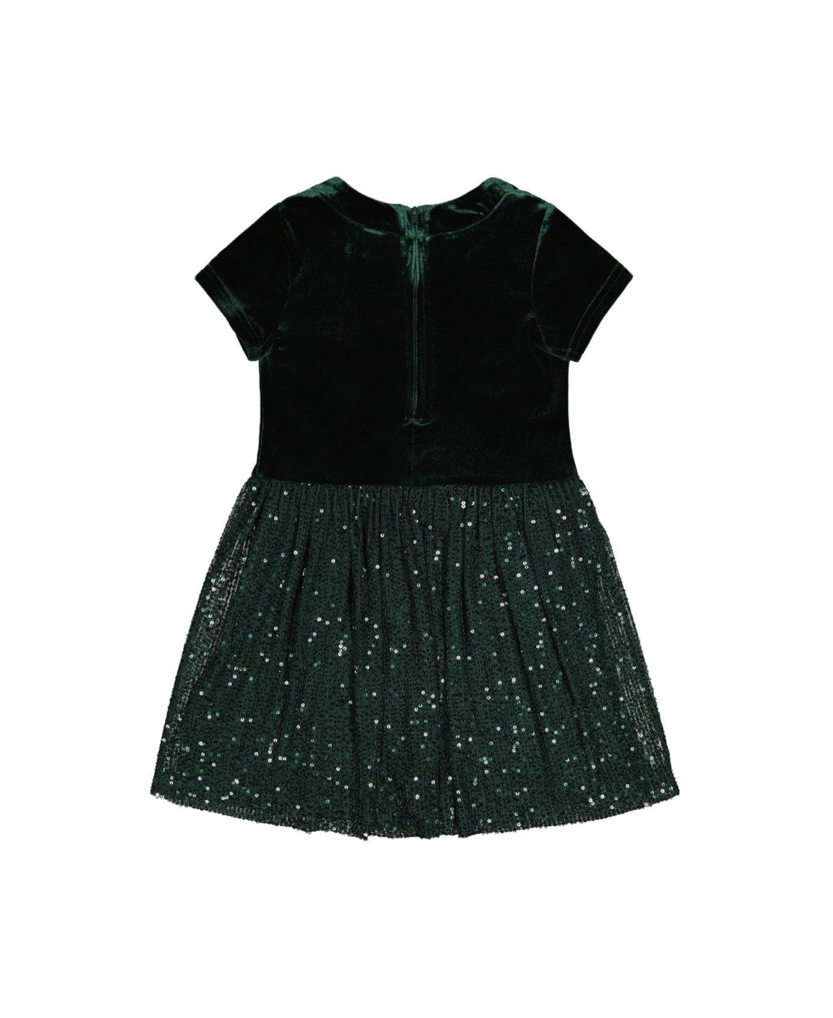 Deux par Girls (6-14) Bi-Material Short Sleeve Dress with Glittering Skirt
