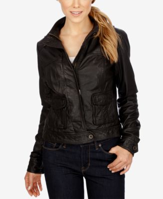 Lucky Brand Leather Moto Jacket - Jackets - Women - Macy's