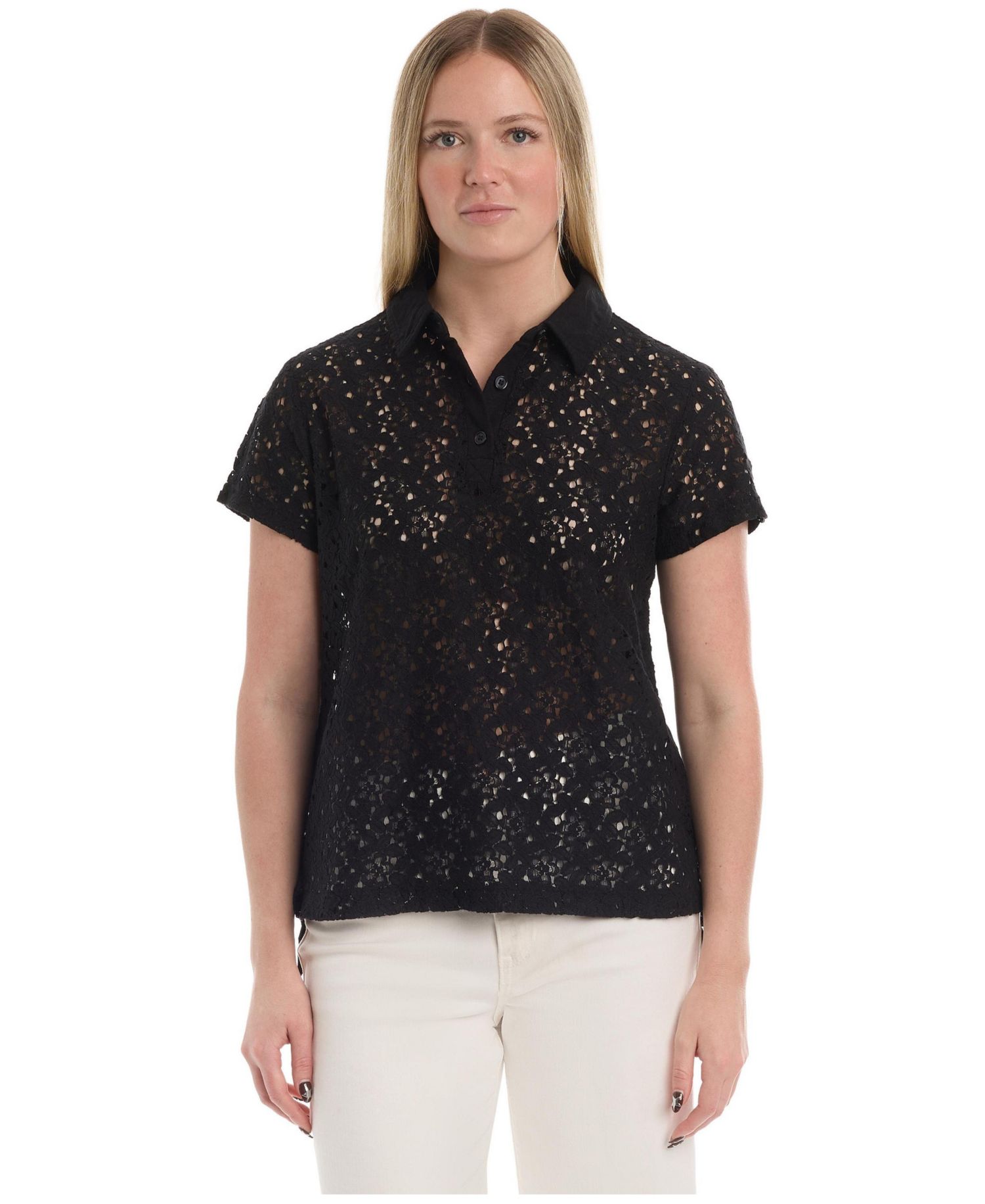 Women's Short Sleeve Lace Polo Tee Women's WILT Short Sleeve Polo Tee