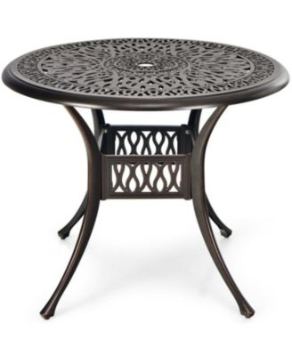 36 Inch Patio Round Dining Bistro Table with Umbrella Hole
