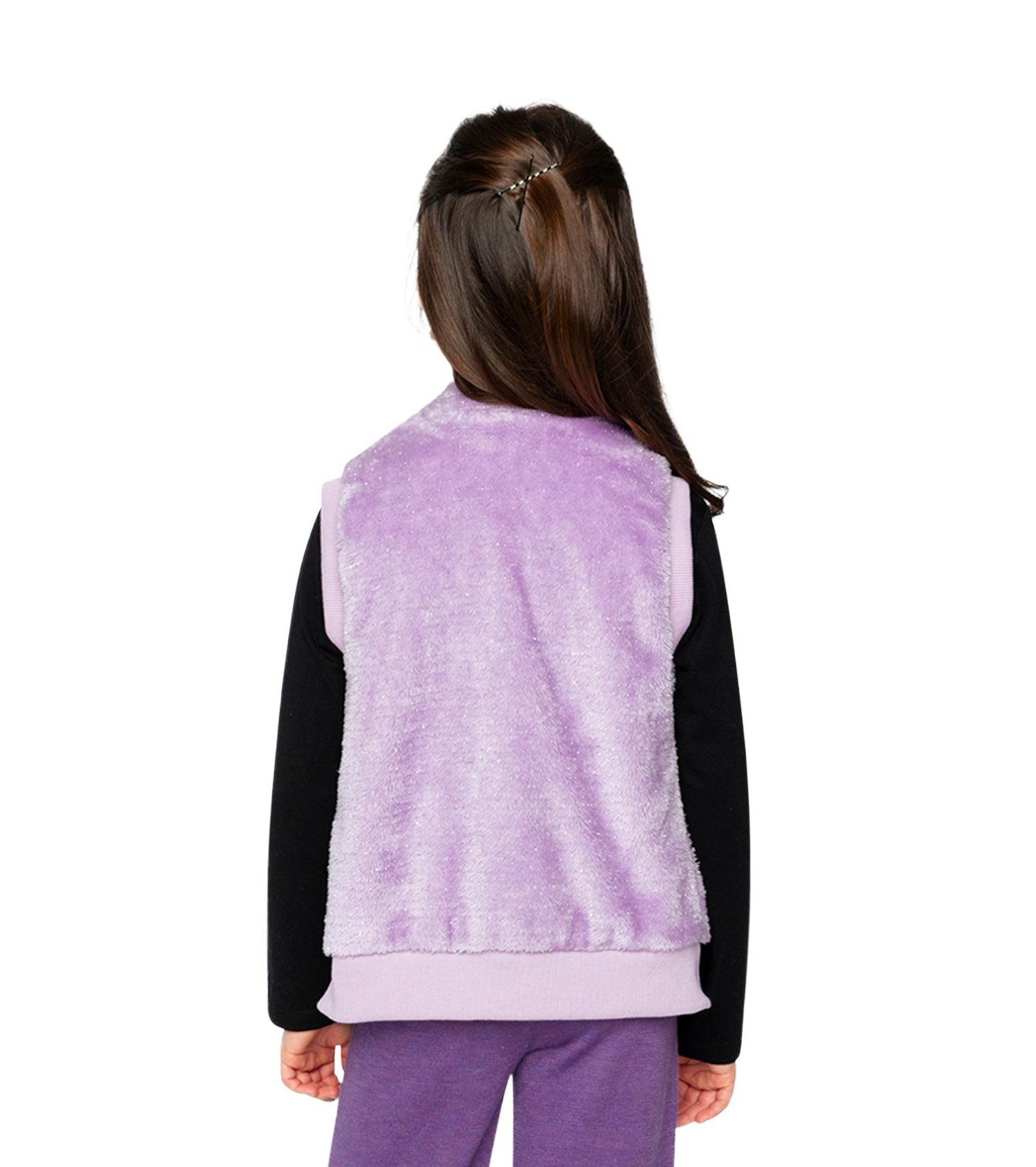 Little and Big Girl 6-12 Faux Fur Sleeveless Vest Violet