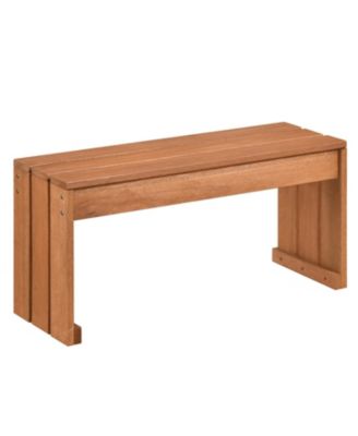 Outdoor Garden Bench for 2 People with Wood Frame and Slatted Seat