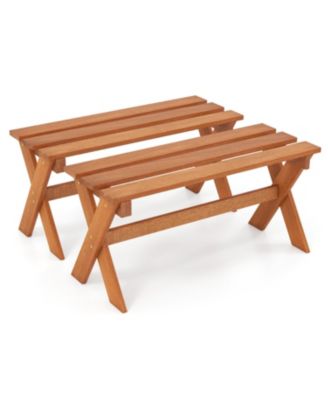 Backless Outdoor Benches Set of 2 for Patio Dining and Garden Seating