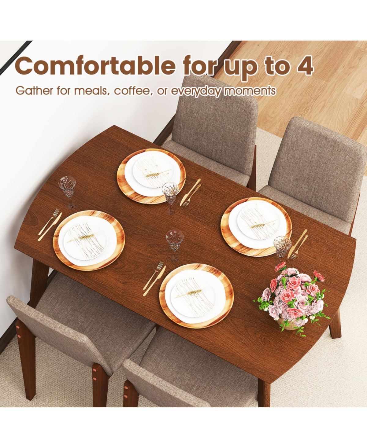 Slickblue 5-Piece Dining Set with Kitchen Table and Upholstered Chairs