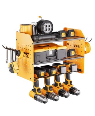 Power Tool Organizer Wall Mount Drill Holder Pegboard Rack Hooks Workshop Storage