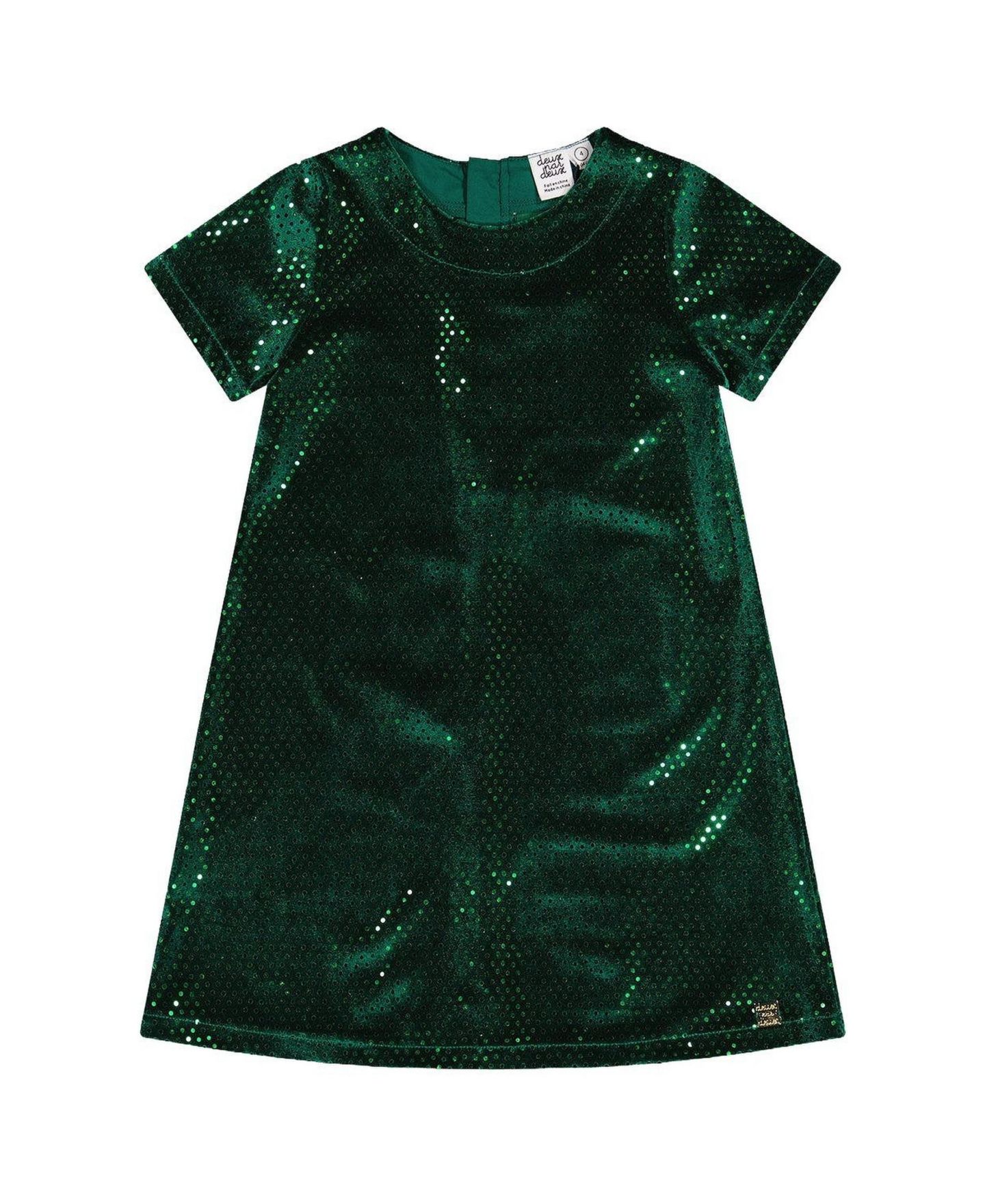 Платье Deux par Deux Short Sleeve A Line Dress для девочек, цвет: Зелёный тёмно-зелёный — фото 1