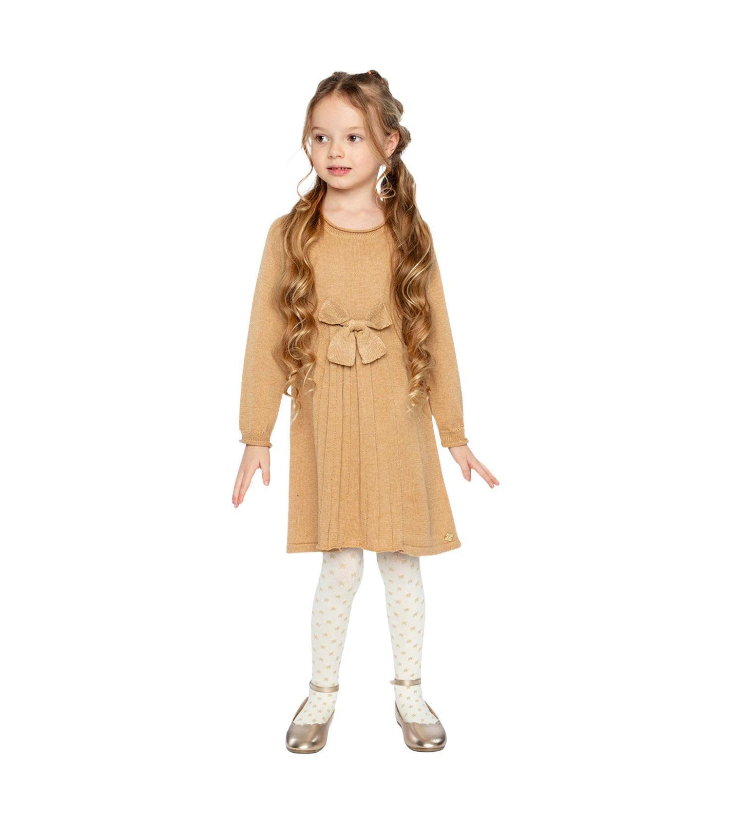 Little Girls Knitted Dress Cinnamon