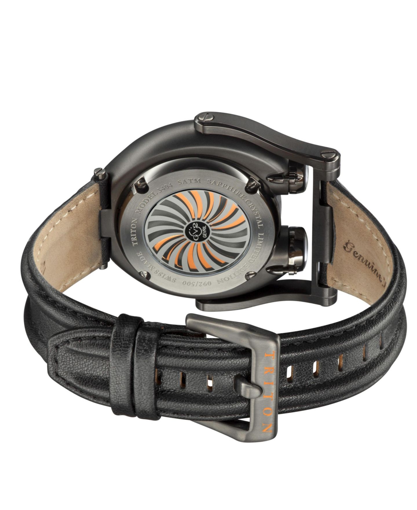 Мужские часы GV2 by Gevril Triton Swiss Automatic Leather Strap Watch — фото 2