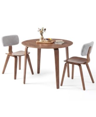 Compact 3 Piece Dining Set with Rubber Wood Table and Cushioned Chairs