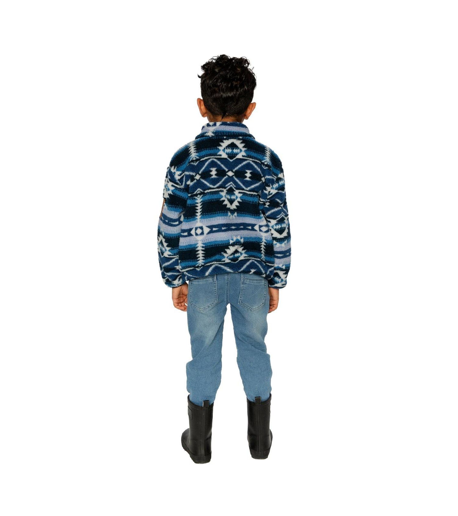 Little and Big Boy Mid-Season Plush Pullover Jacket Aztec