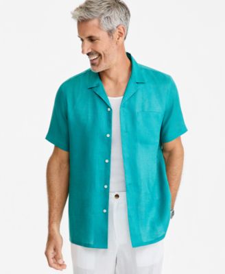 Men's Short-Sleeve Camp Collar Linen Shirt, Macy's Exclusive