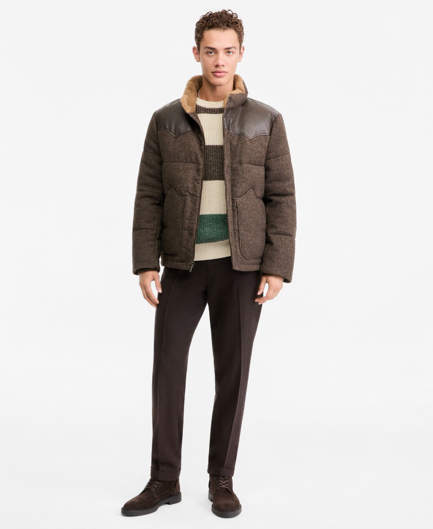 Men's Quilted Mixed-Media Rancher Jacket