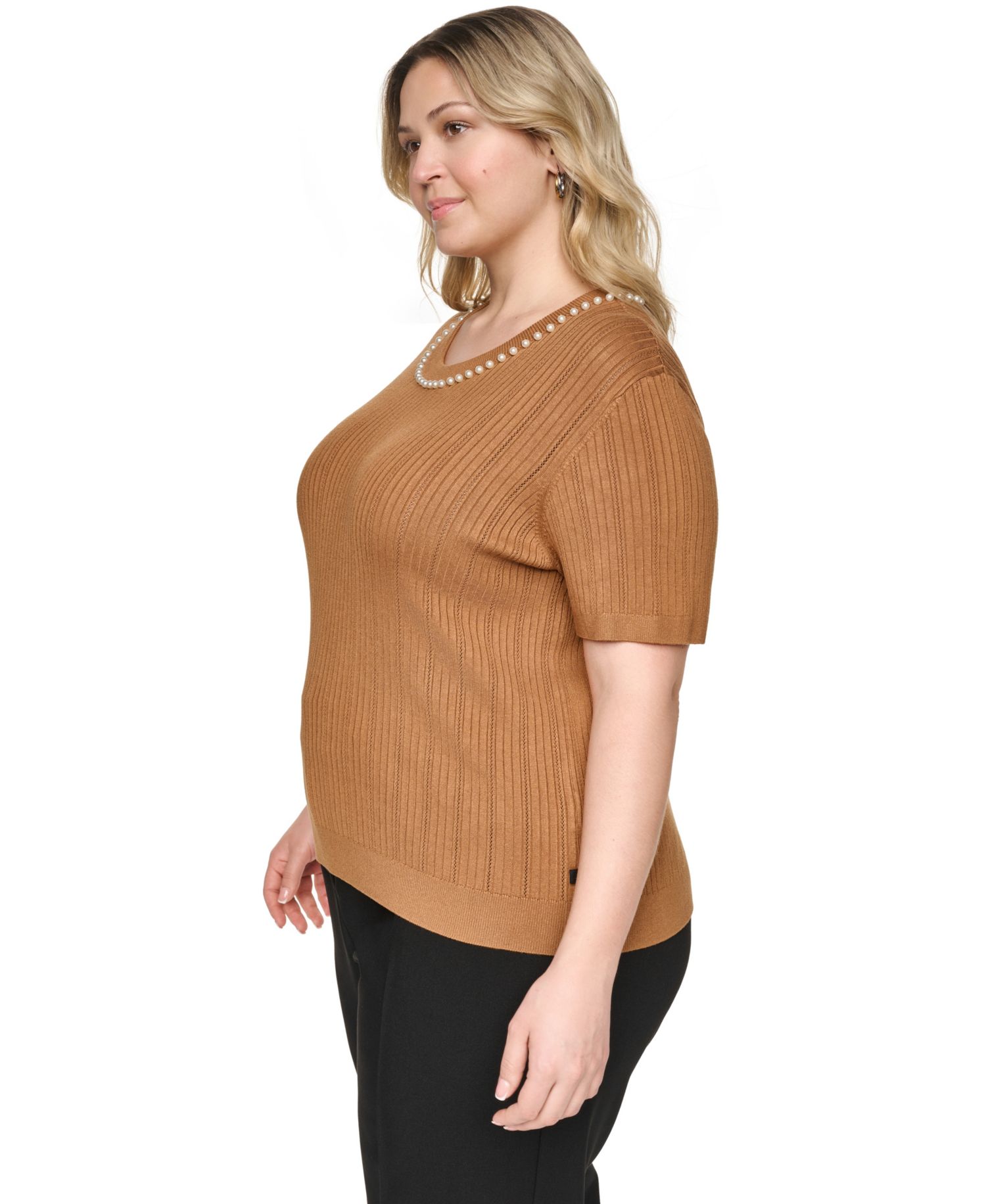 Plus Size Crewneck Short-Sleeve Knit Top