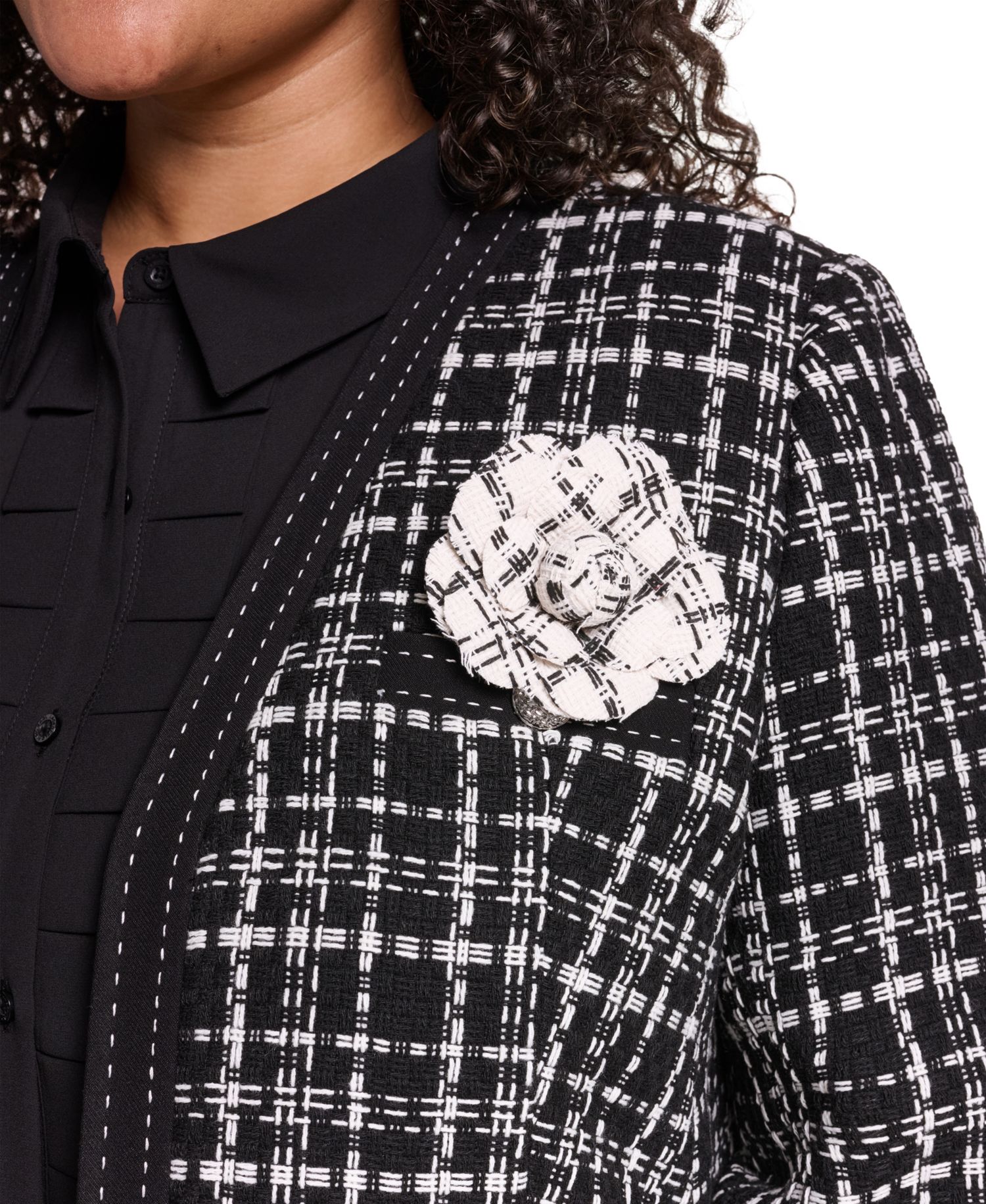 Plus Size Open-Front Woven Jacket