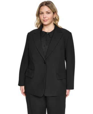 Plus Size One-Button Notch Lapel Blazer