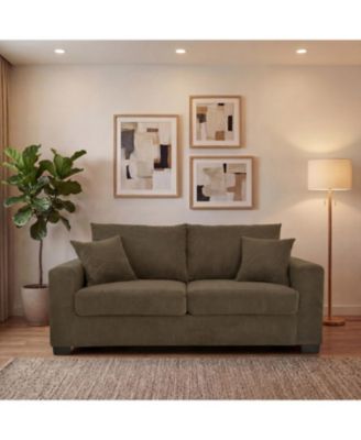Loveseat Sofa, with 2 Throw Pillows, Comfortable Upholstered Couch, Textured Fabric, for Living Room, Apartment, Office, Easy Assembly