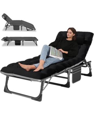 Sleeping Cots Folding Chaise Lounge Chairs 5-Position Outdoor for Beach Lawn Camping Pool