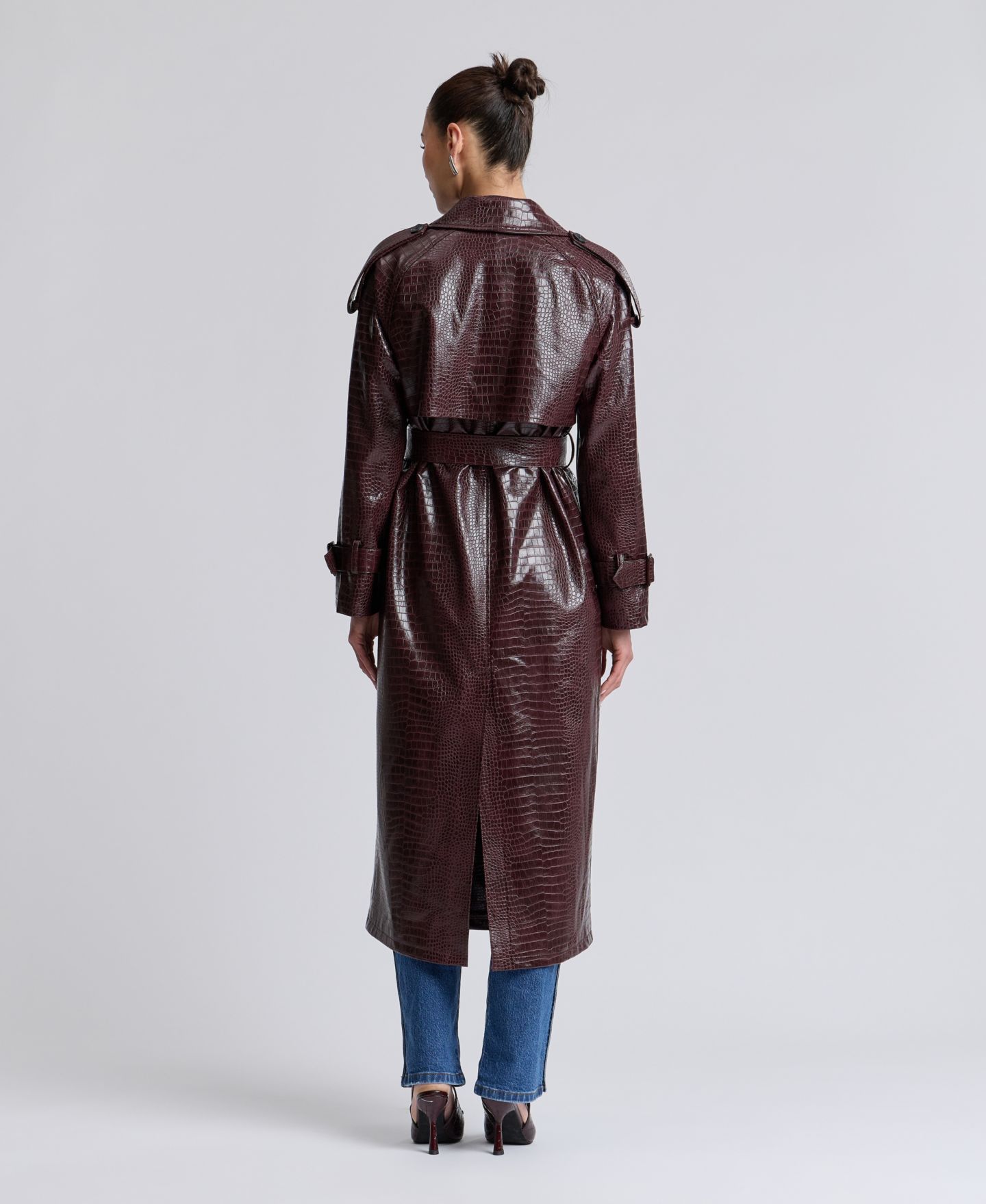 Женское пальто Avec Les Filles Maxi Double-Breasted Trench, цвет: Тёмный красный — фото 5