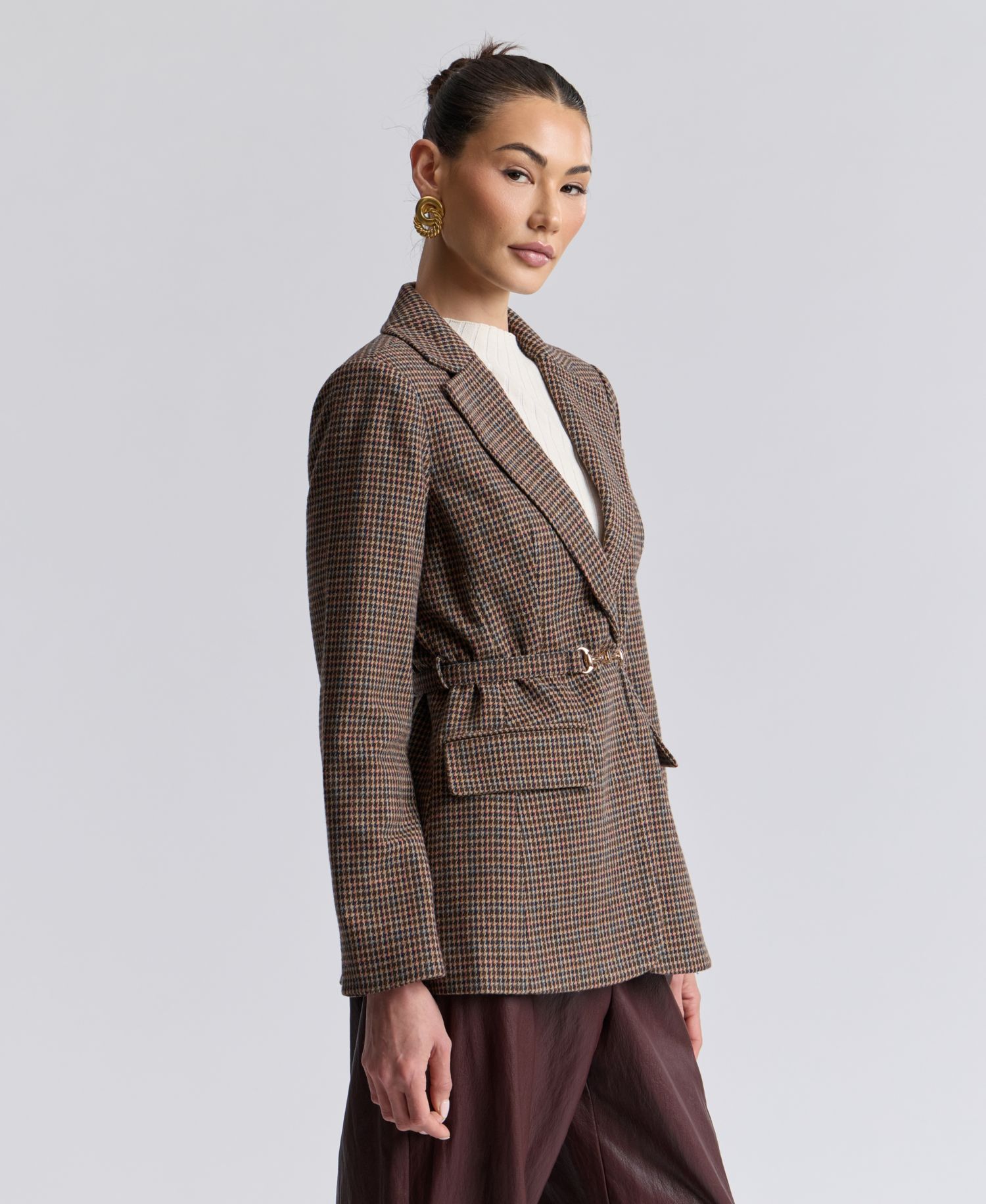 Women's Notch Lapel Collar Belted Blazer
