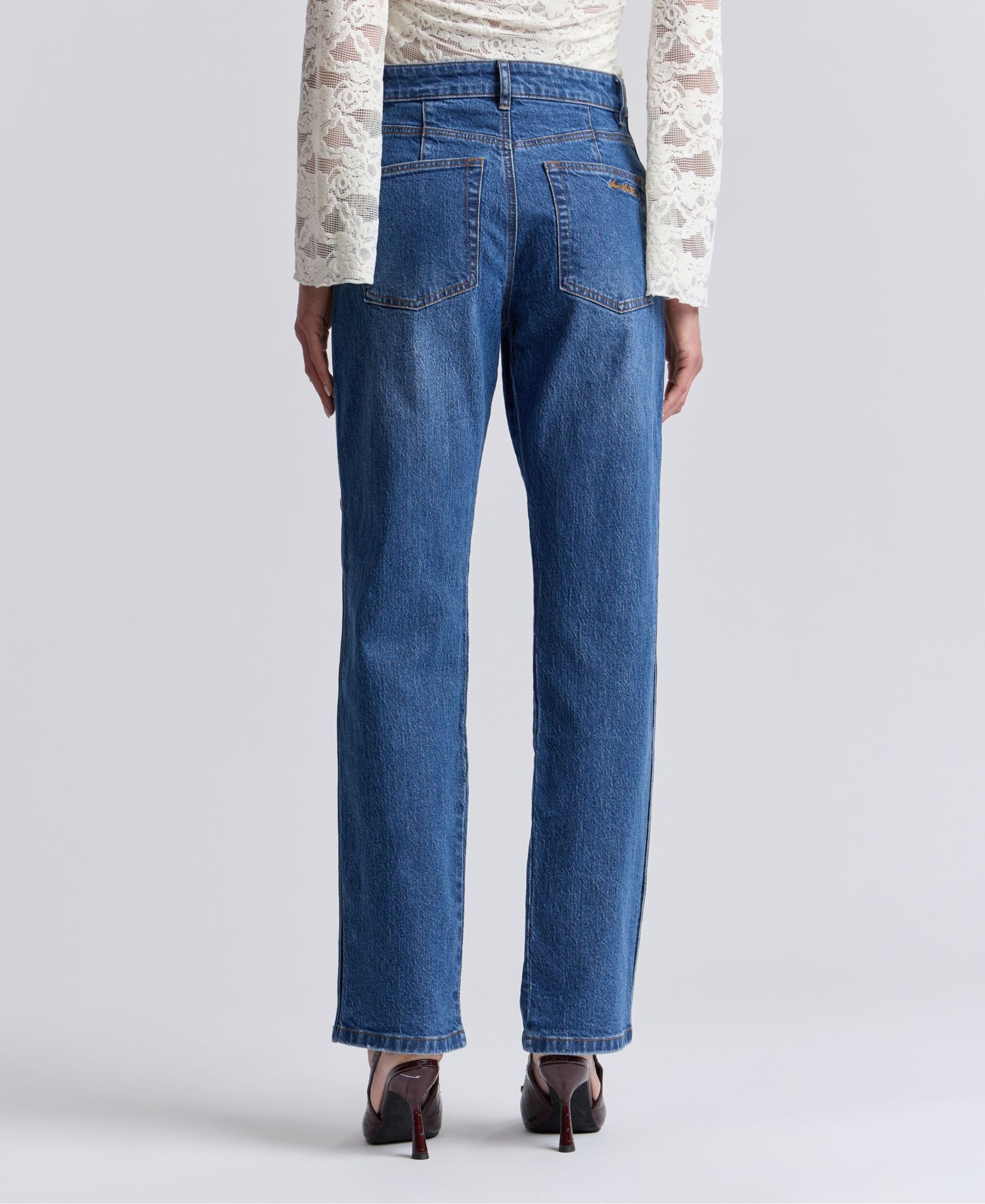 Women's High-Rise Side Shank Straight-Leg Jeans