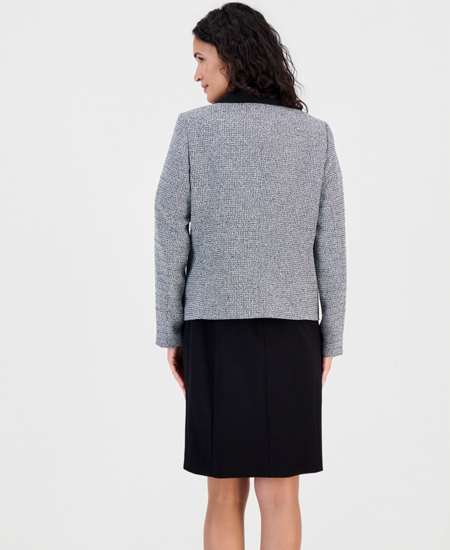 Women's Tweed-Trim Short-Sleeve Sheath Dress