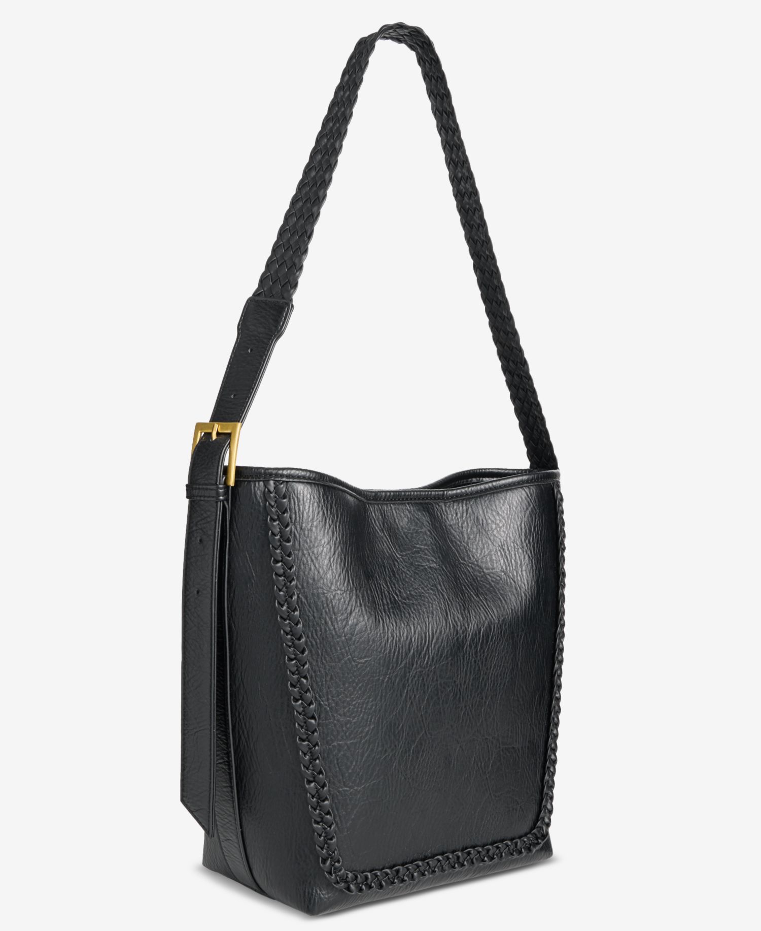 Braided-Edge Soft Bucket Bag