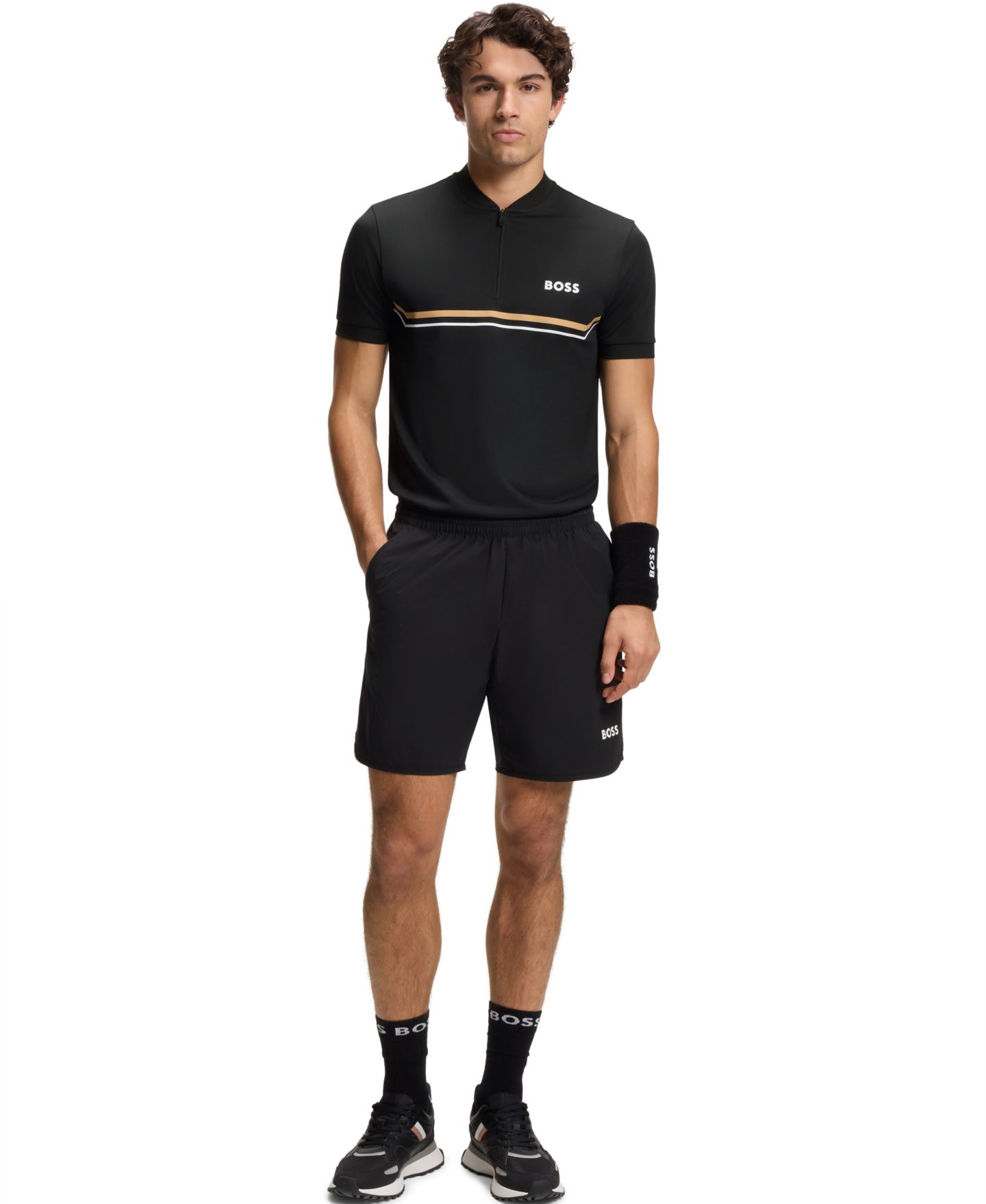 Мужское поло Hugo Boss Moisture Management Slim-Fit Polo Shirt, цвет: Чёрный — фото 4