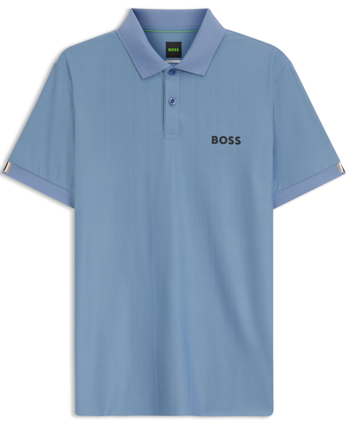 Мужское поло Hugo Boss Four-Way Stretch Stripe-Jersey Slim-Fit Polo Shirt, цвет: Чёрный — фото 6