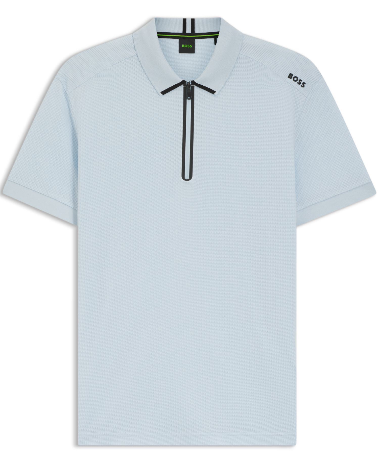 BOSS by Men's Waffle Jacquard Zip-Neck Polo Shirt