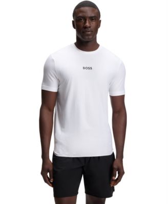 BOSS by Men's Active Jacquard-Stripe Logo Slim-Fit T-Shirt