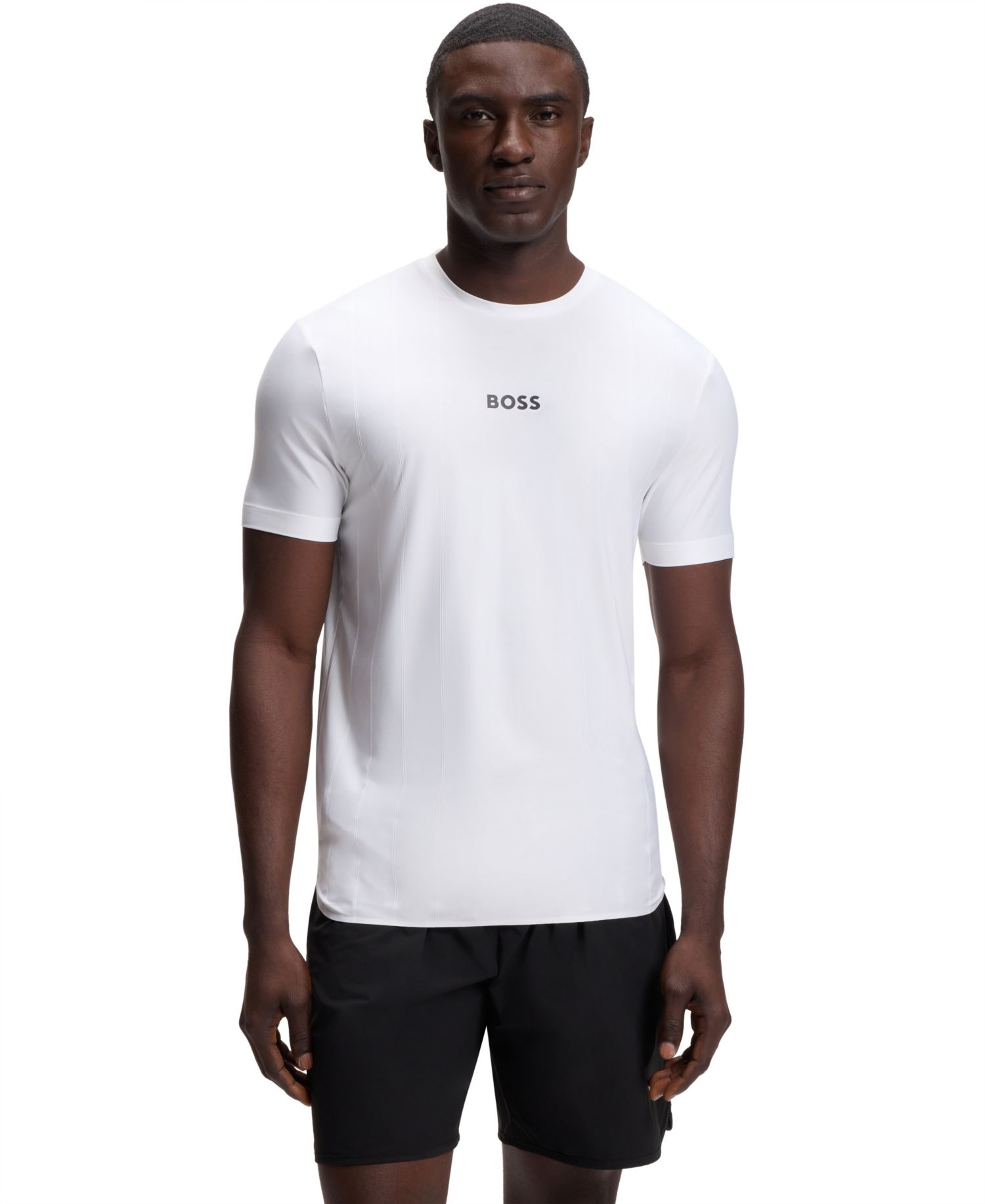 Men's Active Jacquard-Stripe Logo Slim-Fit T-Shirt