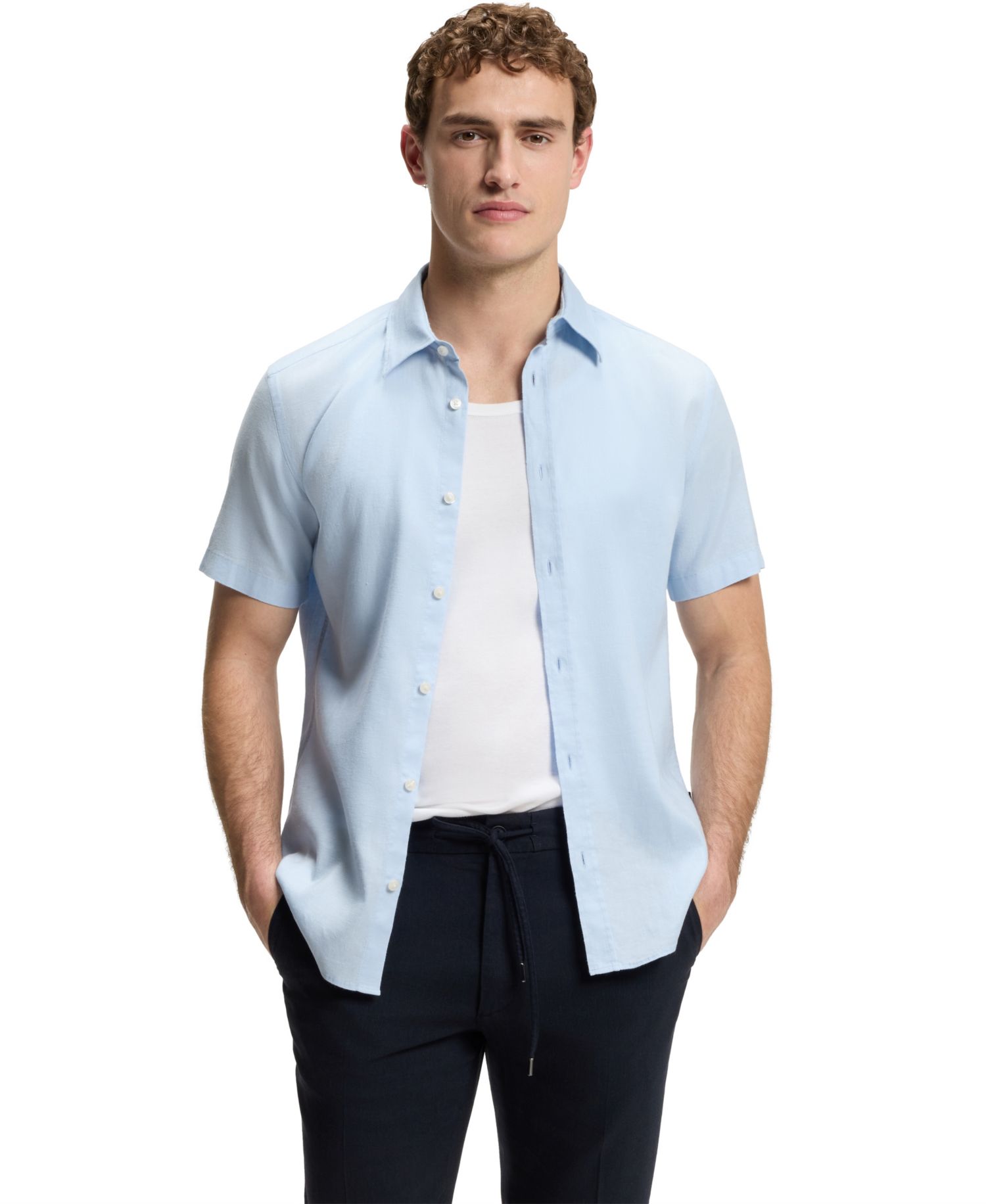 BOSS by Men's Stretch Linen Slim-Fit Shirt