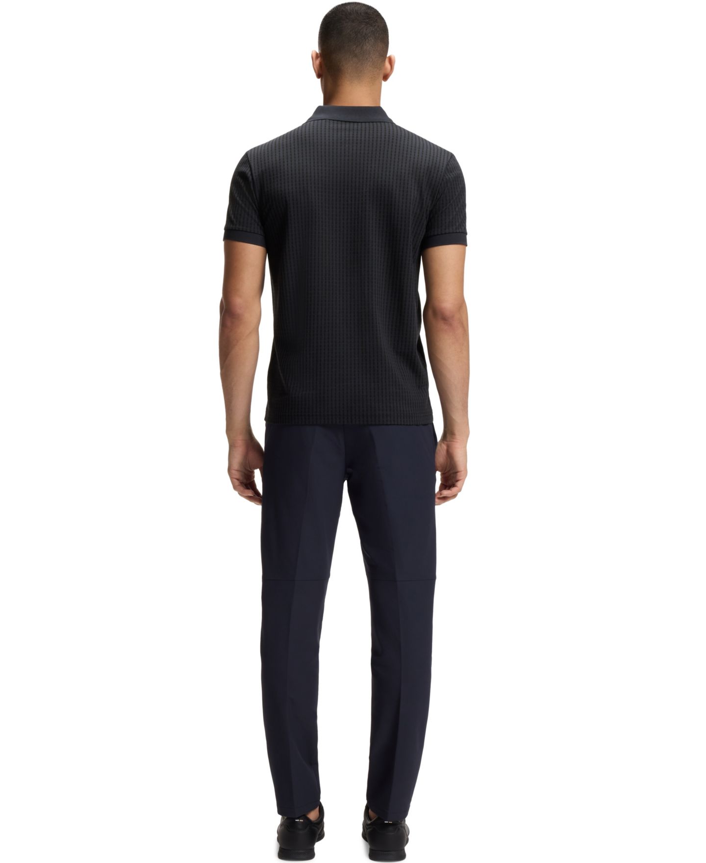Мужское поло Hugo Boss Cotton-Piqué All-Over Print Polo Shirt, цвет: Тёмный синий — фото 3