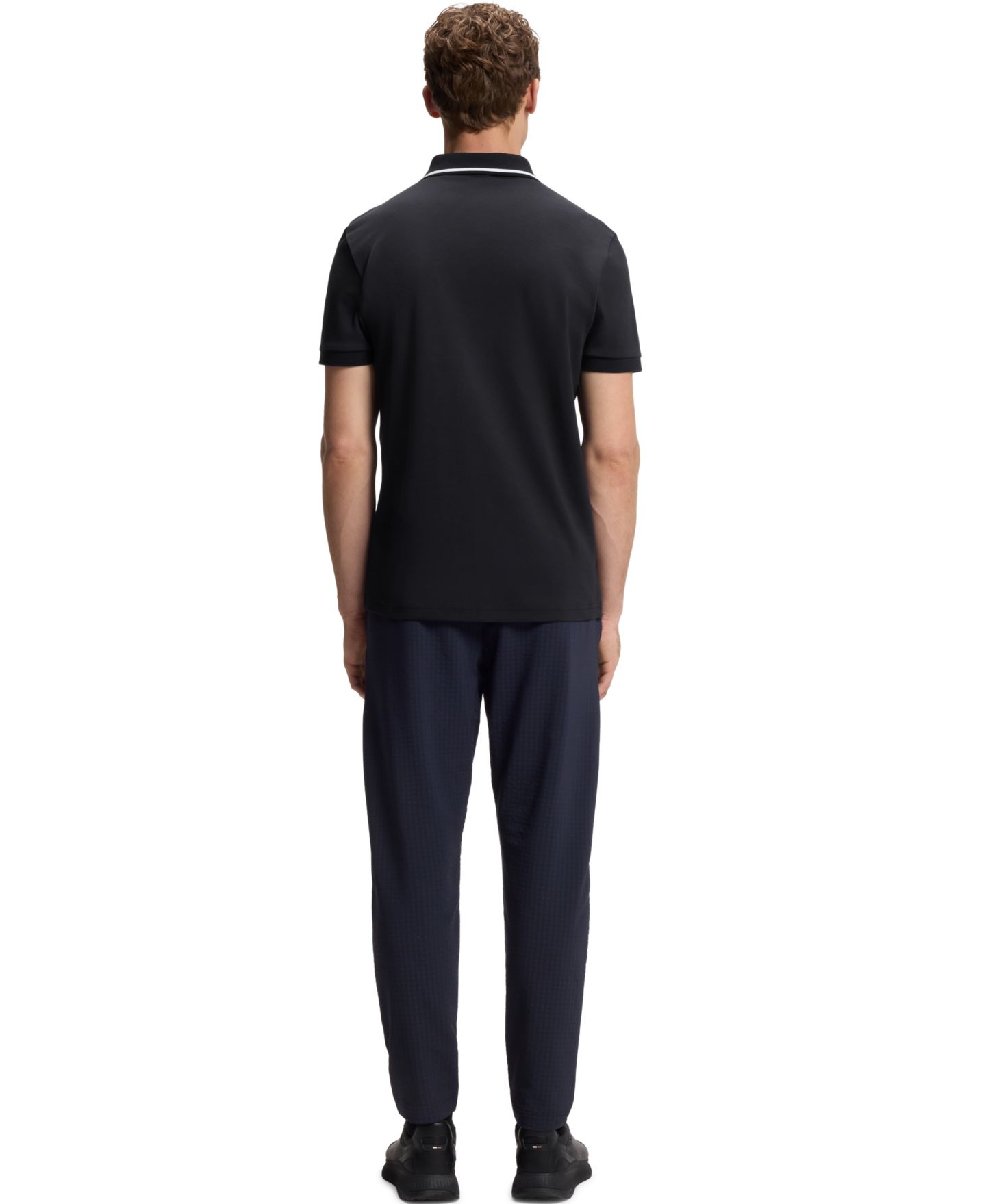 Мужское поло Hugo Boss BOSS by Interlock Cotton Paddy Slim-Fit Polo Shirt, цвет: Тёмный синий — фото 3