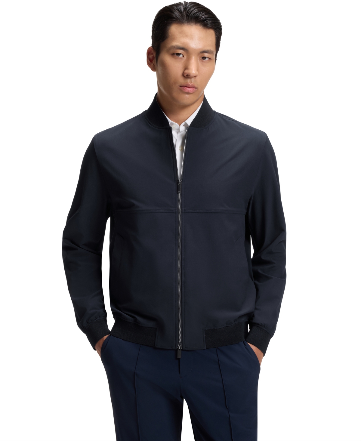 Hugo Boss Boss By  Men's Micro-patterned Stretch Slim-fit Jacket In Dark Blue