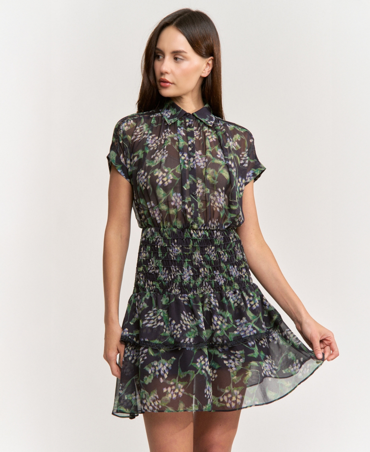 En Saison Women's Lindsey Collared Button-Front Mini Dress