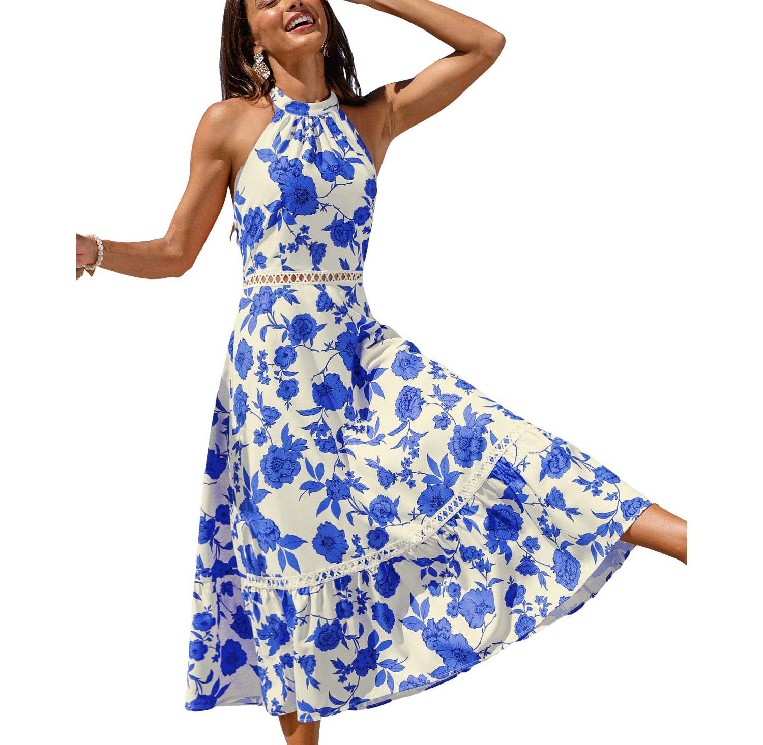 Women's Halter Neck Pull-On Occasion Dress, Unlined