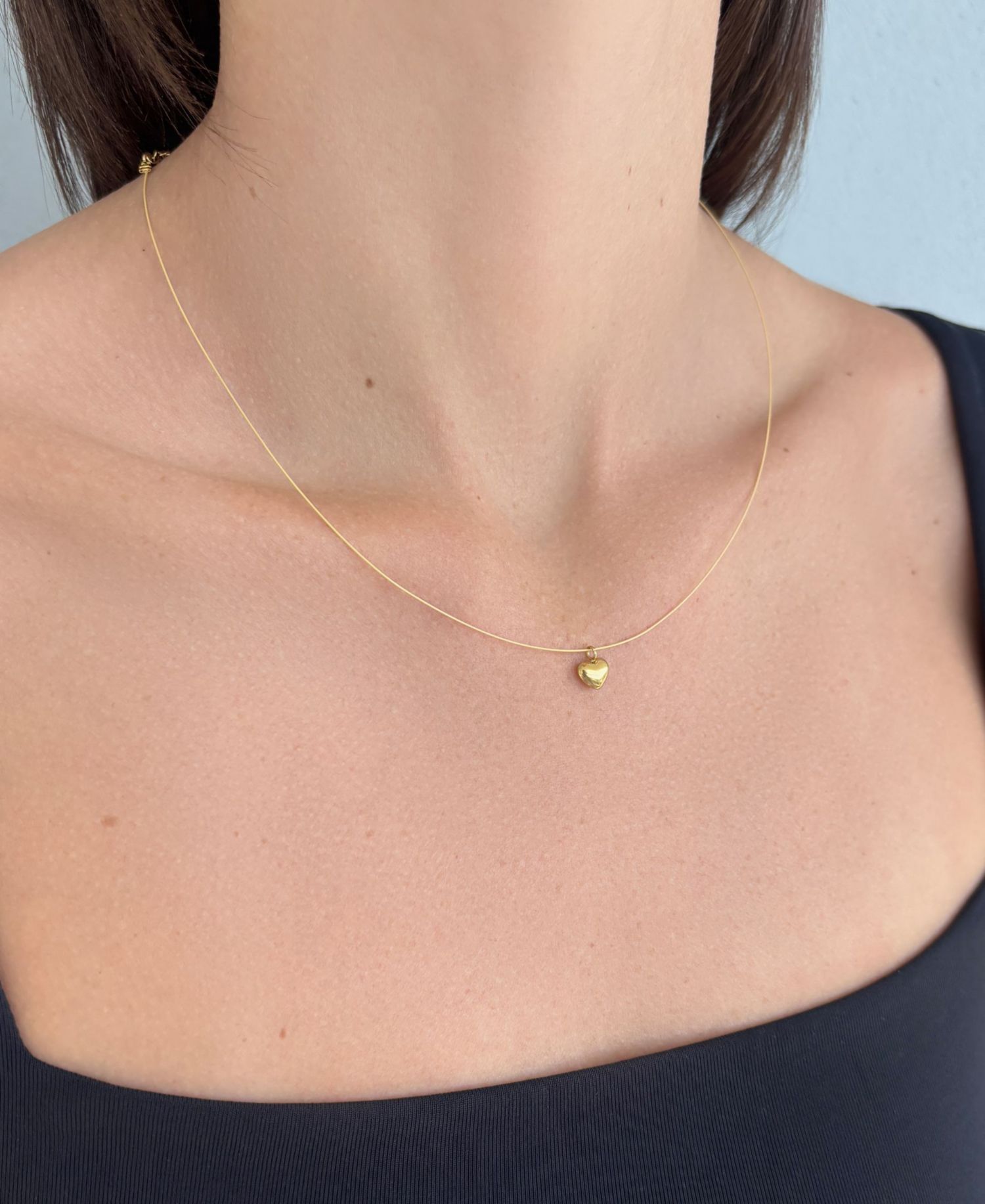 Tarnish Resistant Gold Heart Pendant Collar Necklace