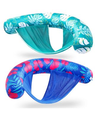 2 Pack Pool Floats Inflatable Noodle Chair Sling Fabric Lounge Water Fun Flower Leaves