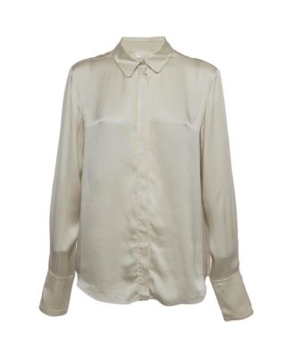 Women's Piped Satin Button-Up Shirt