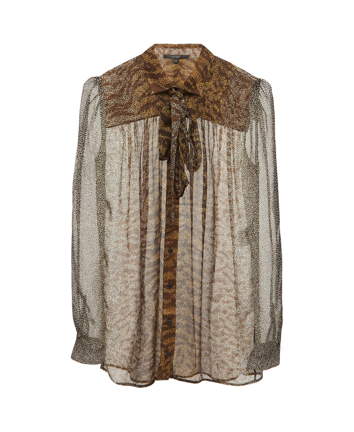 Pre-Owned Gucci Women's Abstract Print Chiffon Tie-Neck Blouse