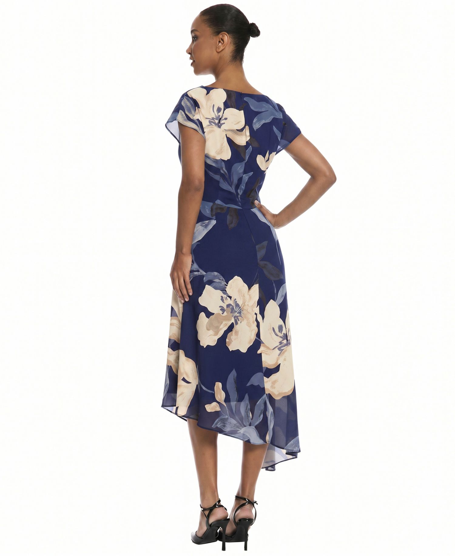 Women's Asymmetrical Floral Midi Dress