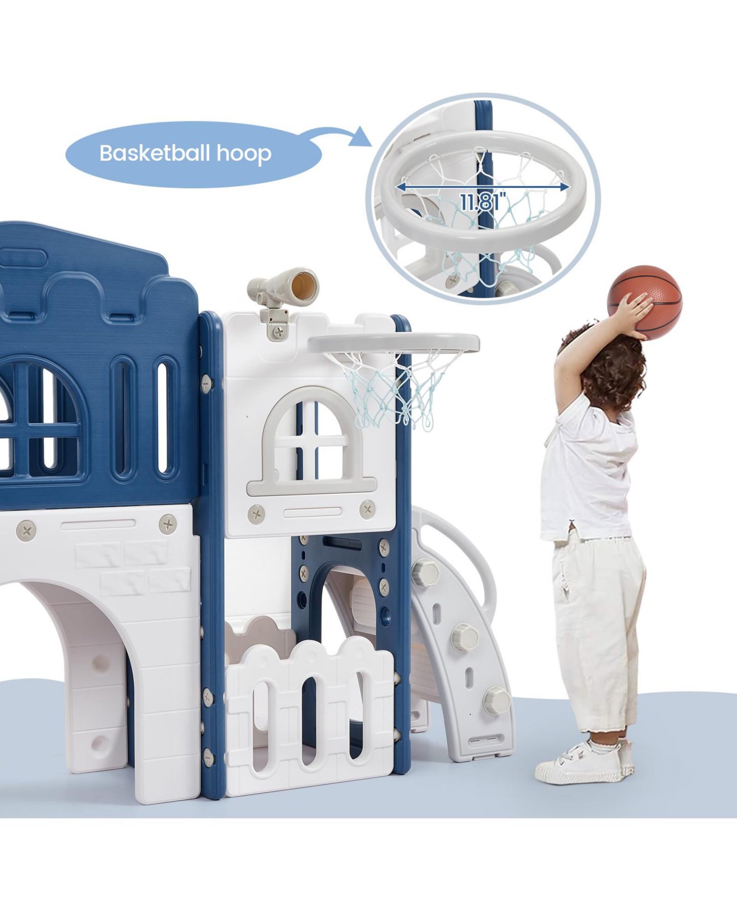 Детский игровой набор homfan 8-in-1 Toddler Playground Indoor-Outdoor Playset, For 2 to 3 Players, Ages 1-3, цвет: Синий — фото 4