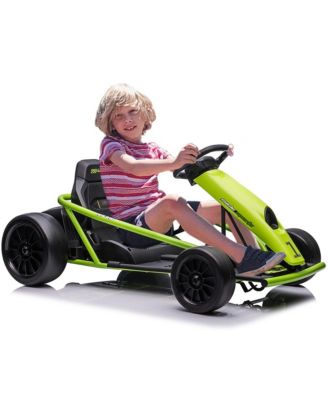 45.7 x 23.1 x 11.4 Inch Kids Electric Drift Go Kart, 24V High Speed Racing Kart with 2 Batteries, Metal Frame for Outdoor Driving Fun