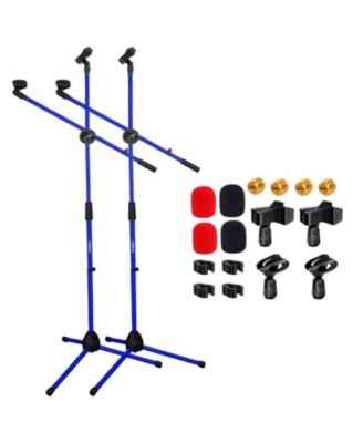 Mic Stand 2 Pieces Floor Height Adjustable Tripod Microphone Stands With Extending Telescoping Boom Arm
